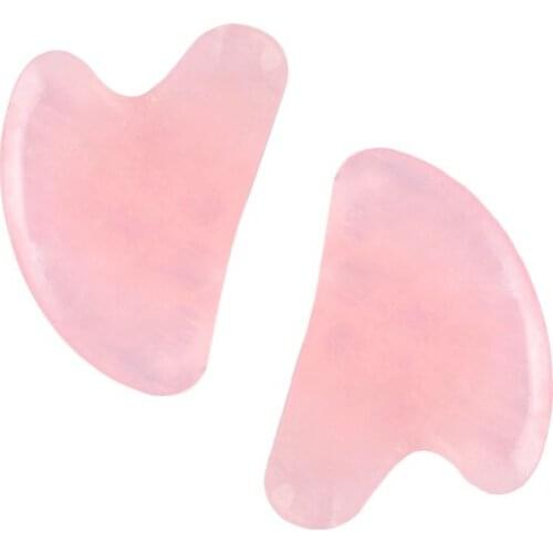 2 Pieces Natural Rose Quartz Guasha Board China Traditional Medical Health Care Beauty Guasha Stone Massager Tools