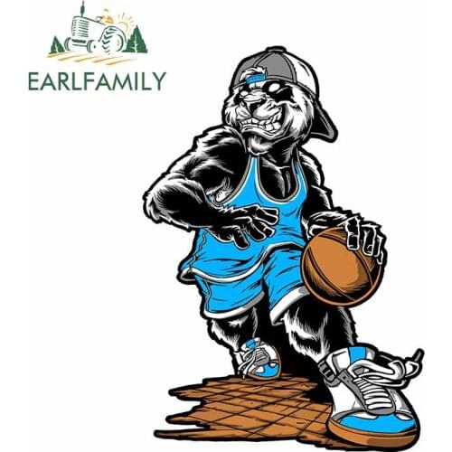 EARLFAMILY 13cm x 9.2cm for Panda Basketball Player Car Stickers Personality Cartoon Decal Refrigerator Anime Trunk Decoration