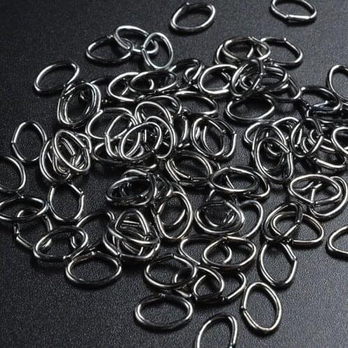 FLTMRH 50pcs 1.0mm*8mm*5mm Fashion Iron Oval Open Jump Rings For Neck lace Brace let DIY Jewelry Making Part Accessory