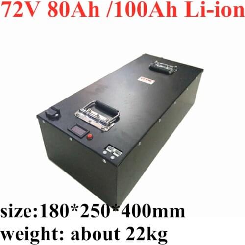 GTK LCD Display waterproof 72V 80Ah/100Ah Li-ion with BMS high discharging for ebike scooter battery +10A Charger