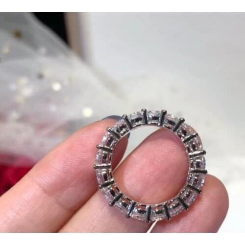 925 Sterling Silver Crystal Gem stone Ring fashion geometric round circle silver ring gorgeous Bride wedding party jewelry