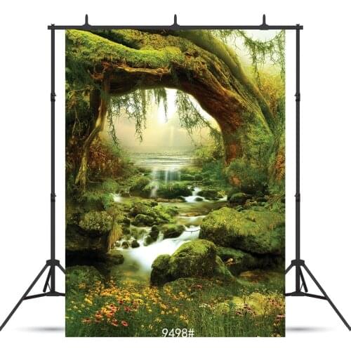 Comic Forest Green Grass Lake Vinyl Photographic Background Customized For Children Baby Shower Backdrops Photo Booth Studio