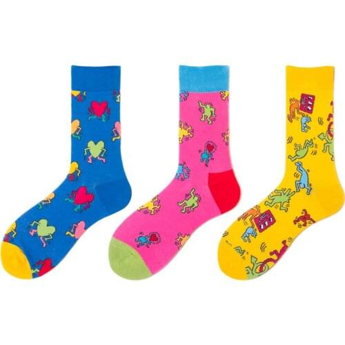 Cute Cartoons Cotton Socks Men Heart Creative Soft Comfortable Funny Socks Happy Socks High Quality Adult Casual Crew Socks