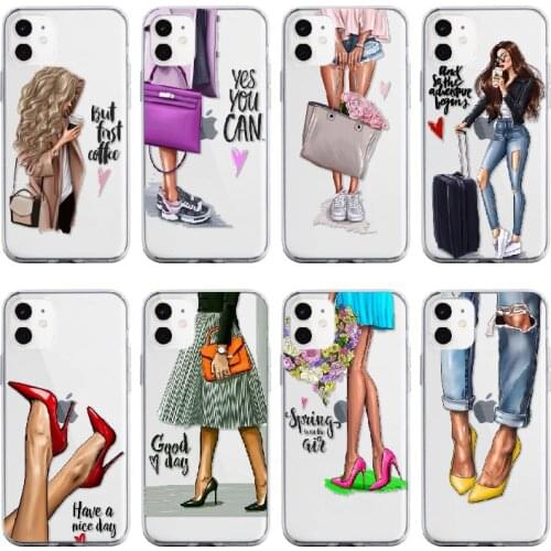 Fashion Girls High Heels Shoes Legs Coffee Heart For iPhone 11 Pro 7Plus 7 12 8 8Plus X XS Max XR Soft Clear Phone Case Cover