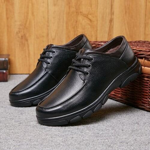 Mens Shoes New Genuine Leather Business Formal Wear Casual Shoes Luxury Oxfords For Men Lace-Up Cow Leather Dress Shoes Man