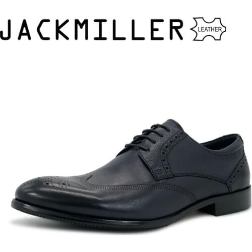 Jackmiller Spring Autumn Formal Shoes Top Brand Genuine Leather Luxury Wedding Oxford Business Office Lace Up Mens Dress shoes