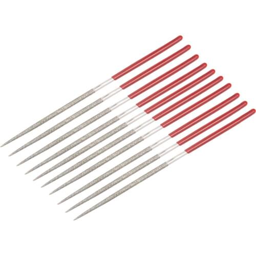 UXCELL Newest 10 Pcs/lot 150 Grit 2mm Shank 100mm Length Round Diamond Needle File with Nonslip Plastic Dipped Handle