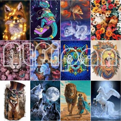 Full Round Drill Diamond Painting Kit Set Animal Tiger Lion Cat Diamond Embroidery Mosaic Cross Stitch Home Decoration Gift
