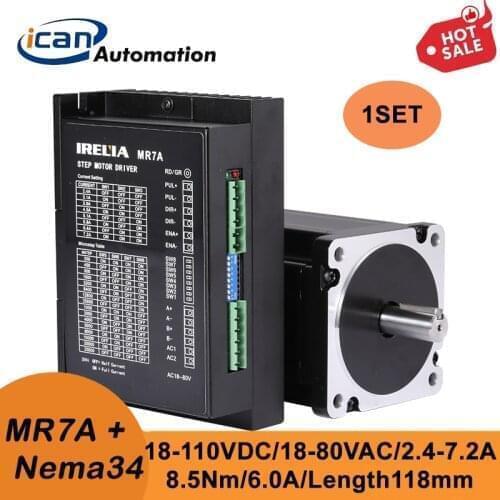 ICAN Nema34 Kit 8.5Nm 6.0A 118mm MR7A 2.4-7.2A 18-80VAC Stepping Motor нема 34