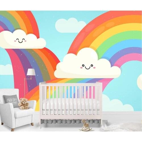 Bacal Custom Wall Murals 3D Cartoon Animal Rainbow Photo Wallpaper Boys And Girls Bedroom Wall Painting Kids Wall Paper