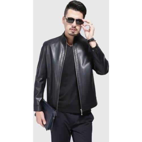 24 New Fashion Man Autumn Clothing Leather Coat Spring middle-aged mens casual Leather Jacket