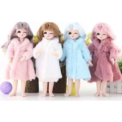 1:6 Doll Clothes Handmade Soft Fur Coat Jacket For Barbie Accessories Winter Dresses Outfits 1/6 BJD Clothes Kids Cosplay Toys