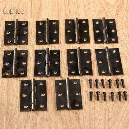 Dophee 2/4/10/20/50pcs Cabinet Drawer Butt Hinge Copper Antique bronze/Gold Hinge for vintage wooden box