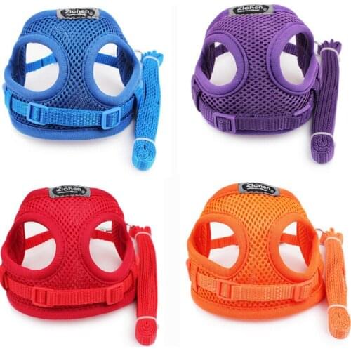 Adjustable Pet Dog Harness Soft Breathable Nylon Dog Walk Out Harness Vest Collar Hand Strap Puppy Cat Dog Leash Lead Collar Set