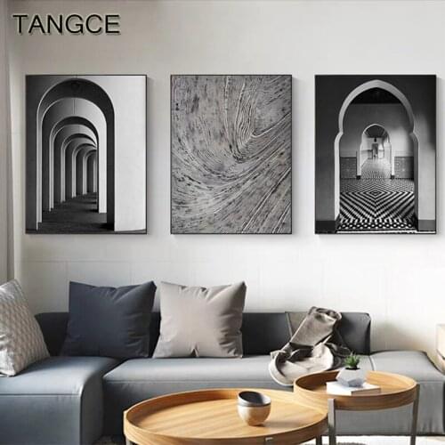 Nordic Black White Architectural Geometric Canvas Painting City Landscape Poster N Prints Wall Art Picture for Living Room Decor