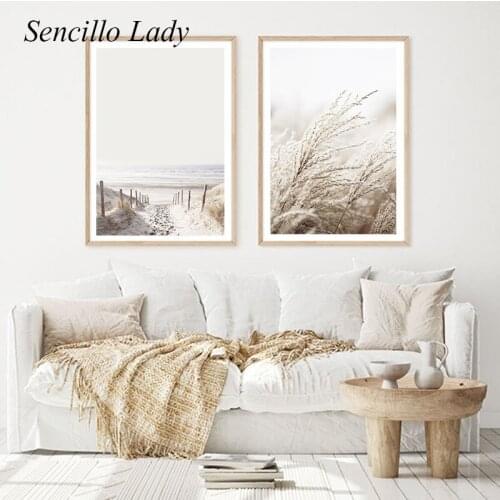 Scandinavian Beach Grass Nature Landscape Poster Bohemia Canvas Print Nordic Art Painting Wall Picture Modern Home Decoration