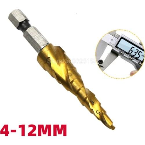 4-12MM HSS4241 Titanium Coated Step Drill Bit Drilling Power Tools Metal High Speed Steel Wood Hole Cutter Cone Spiral Center