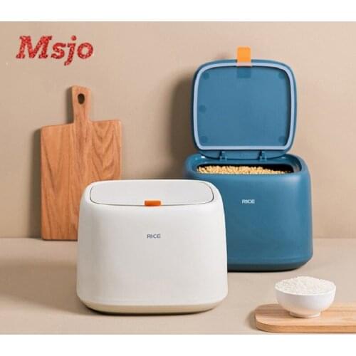 MSJO Rice Bucket Scandinavian Grain Household Rice Storage Box Sealed And Moisture-proof Rice Box 10KG Plastic Capacity Box
