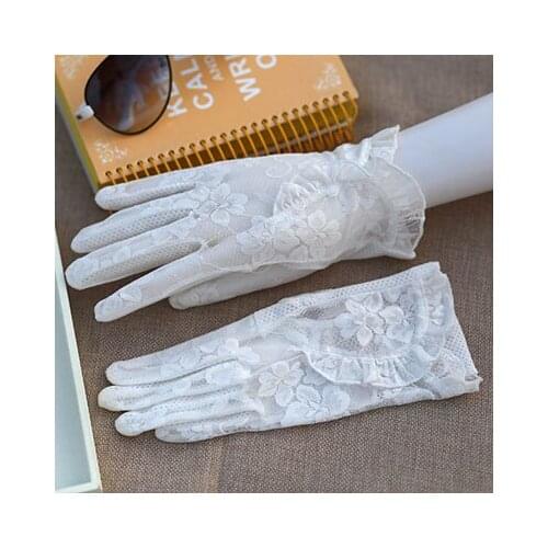 Spring, Summer Sunscreen Gloves, Womens Thin, Ultraviolet, UV, and Lace Gloves Driving Gloves