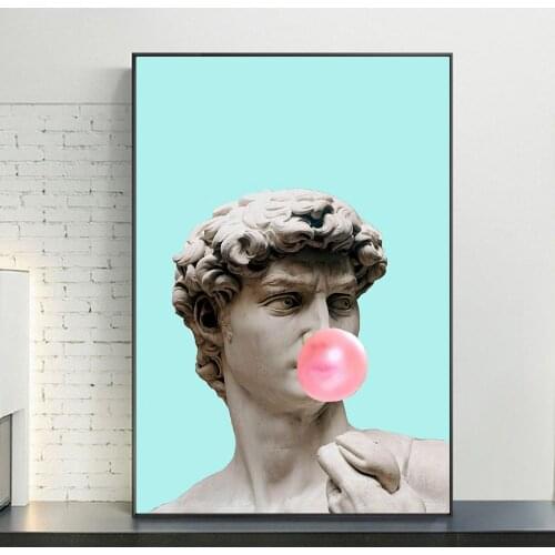 Funny Art Sculpture of David Wall Art Posters And Prints David with Balloon Canvas Paintings Canvas Art Pictures For Living Room
