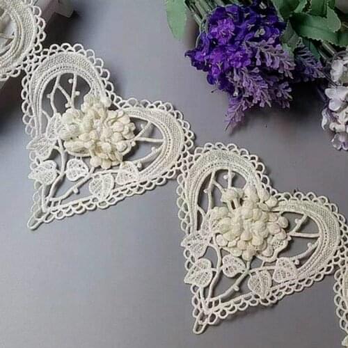 1 Yard Ivory 3D Heart Cotton Flower Lace Trim Embroidered Lace Ribbon Handmade Wedding Dress Patchwork Sewing Supplies Craft