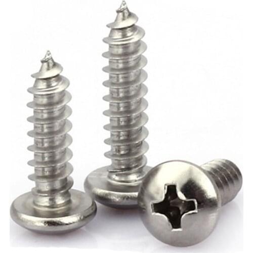 1000 Pcs M1 M1.2 M1.7 M2 M2.3 M2.6 M3 M3.5 Philips Round Head 304 Stainless steel Self Tapping Screws Small Computer Screw