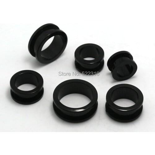 14mm-24mm acrylic black 12pcs screw fit ear plug flesh tunnel gauges expander wholesale body piercing jewelry mix size lot