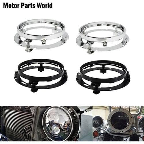2PCS Motorcycle 7'' LED Headlight Round Ring Headlight Mount Bracket Lamp Holder Bracket For Harley Touring Softail FLD For Jeep