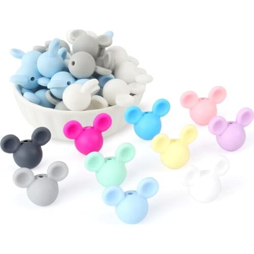 Wholesale 20pcs/lot Mickey Baby Teething Beads Cartoon Silicone Beads For Necklaces BPA Free Teether Toy Accessories Nursing DIY