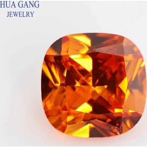 3x3~14x14mm Orange Color Cushion Cut Shape Loose CZ Stone Beads Brilliant Cut 5A Synthetic Gems Cubic Zirconia For Jewelry