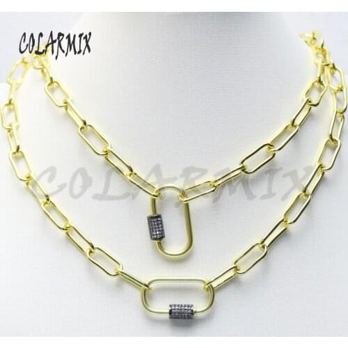 5strands Big Oval shape pendants necklace Lock pendants neklcace fashion jewelry accessories for women mot fade color 50979