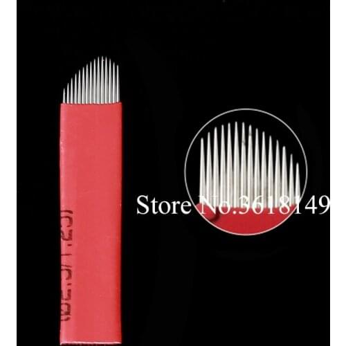 50pcs Inverted Triangle 15 Tattoo Needles Pins Microblading Blades for Permanent Makeup Manual Pen Microblade 3D Embroidery