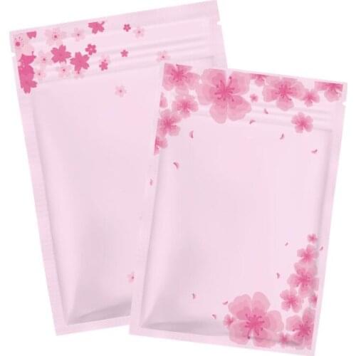 50 Resealing Ziplock Plastic Pink Bags for Jewelry Gifts Aluminum Foil Packaging Custom Print Logo