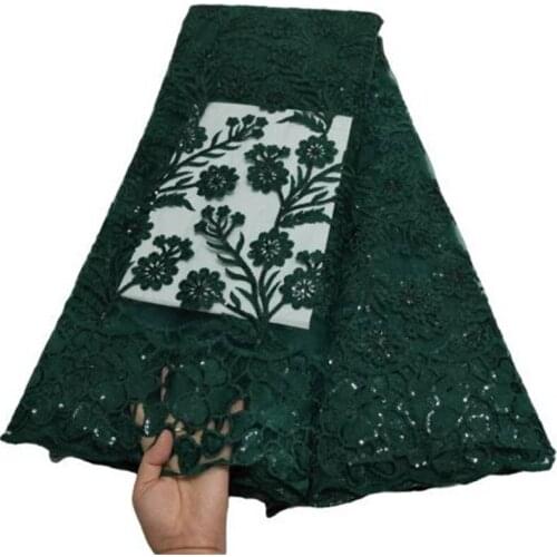 Green Sequins African Lace Fabric 2021 royal blue High Quality Nigerian French Tulle Lace Fabric Sequined Mesh For Wedding Sew