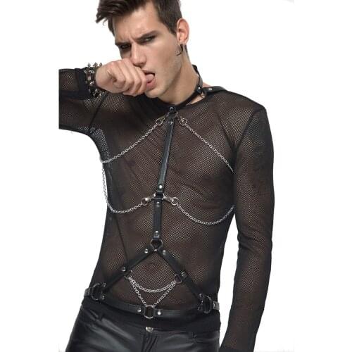 Harness Bondage Lingerie Faux Leather Harness Body Chest Harness Costume with O-rings Buttons Gay Gothic bdsm Bondage