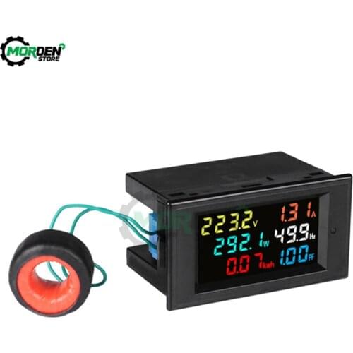 100A AC200-450V AC80-300V LCD Digital Wattmeter Energy Power Meter Voltage Voltmeter Current Ammeter Frequency Indicator with CT