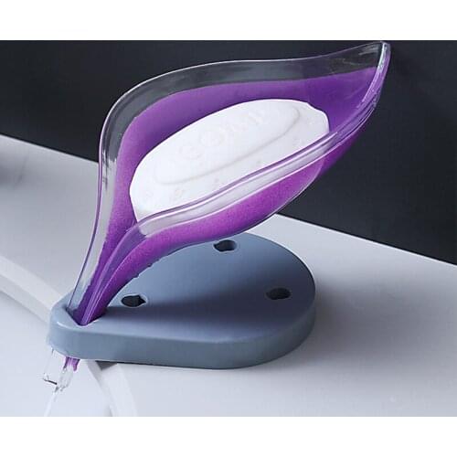 Bathroom Soap Holder Leaf Shape Soap Box Kitchen Dish Storage Box Non-slip Drain Soap Storage Case Bathroom Accessories