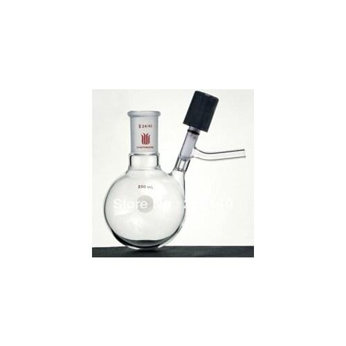 F549100 Flask, Reaction, High Vacuum Valve, Capacity:100ml, Joint:19/22, Valve Size:0-4mm