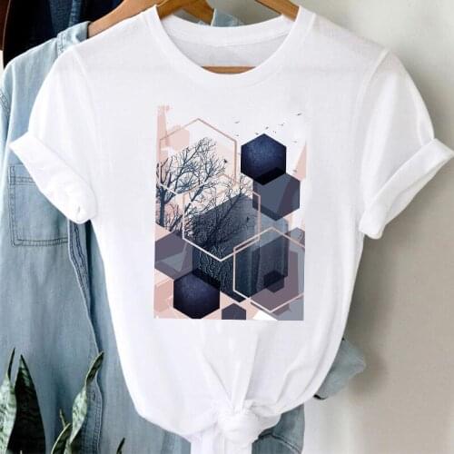 T-shirts Women 90s Geometric Watercolor Painting Spring Summer Fashion Clothes Stylish Tshirt Top Lady Print Sexy Tee T-Shirt
