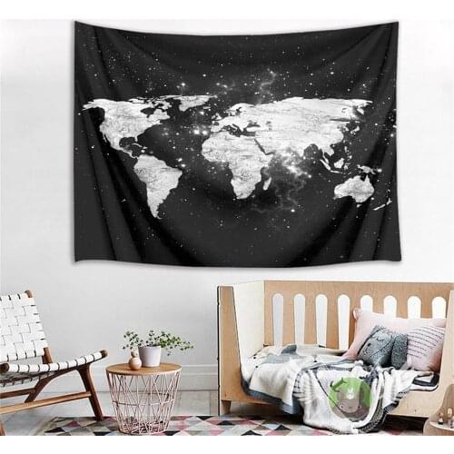 Fantasy Starry World Map Printed Hanging Tapestry Yellow Flower Wall Hanging Tapestries Tablecloth Bedspread Yoga Mat Blanket
