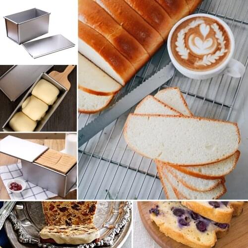 Toast Bread Box Nonstick Rectangular Aluminum Plate Loaf Bread Cake Pan Tin With Cover Toast Molds DIY Eco-Friendly Kitchen Tool