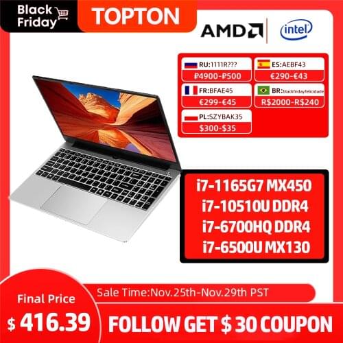 Topton Gaming Laptops 11th Gen Intel Core i7 1165G7 i5 1135G7 15.6" HD IPS Display Slim Notebook Windows 10 Pro Backlit Keyboard
