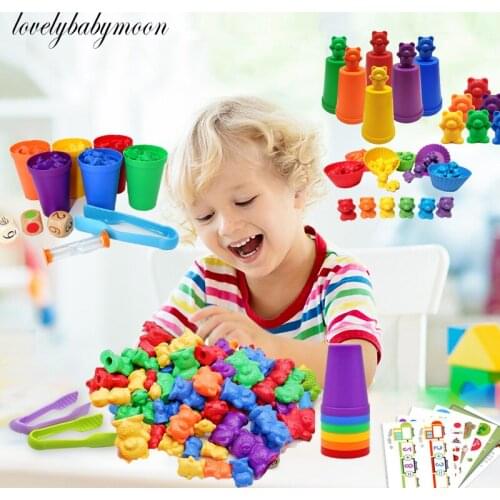 Montessori Toy Children Counting Bear Montessori Educational Cognition Rainbow Matching Game Educational Toys Gifts