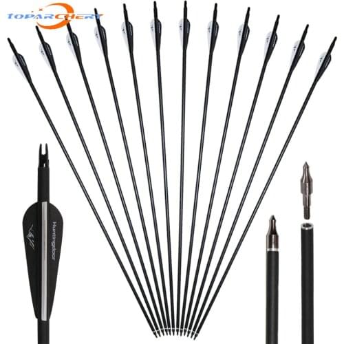 Carbon Arrows for Archery Bow Spine 500 ID 6.2mm Hunting Shooting Arrows for Recurve/Compound Bow