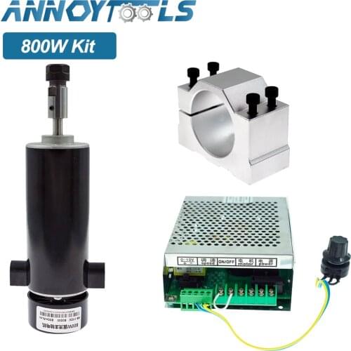 CNC Spindle Kit 800W Air Cooled Milling Motor ER11 Chuck+ Spindle Speed Power Converter + 52mm Clamp for DIY CNC Engraving