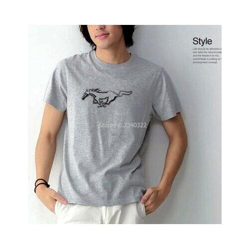 Summer personalized short sleeve mustang T-shirt short-sleeved T shirt solid colour tops