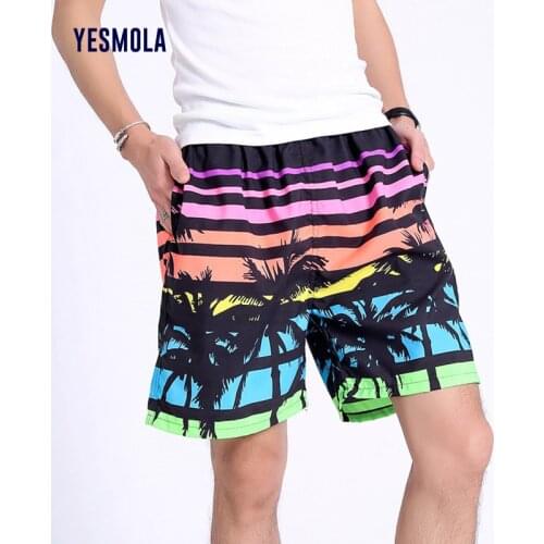 YESMOLA Men Summer Short Tropical Coconut Tree Beach Shorts Drawstring Swim Trunks Quick Dry Surfing Sport Casual Loose Pants