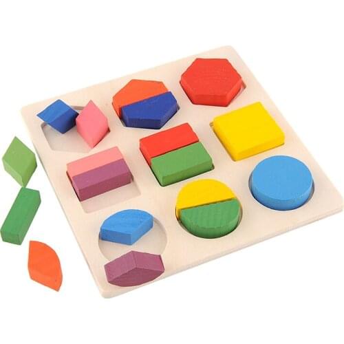 New Hot Sell Clever Baby Early Education Wooden Three Dimensional Toys Geometric Shape Baby Wooden Building Block Toy