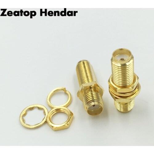 1Pcs Brass SMA Female to Female Jack Bulkhead Panel Mount Socket SMA F/F Straight Adapter Connector