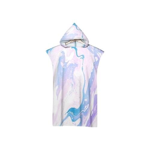 Adult Swimming Wetsuit Changing Robes Beach Poncho Towel Sea Waves Pattern Microfiber Quick Drying Absorbent Bath Hooded Towel